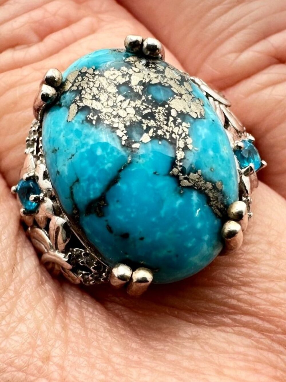 DJOY Turquoise Blue Topaz Sterling Silver Ring Size 9